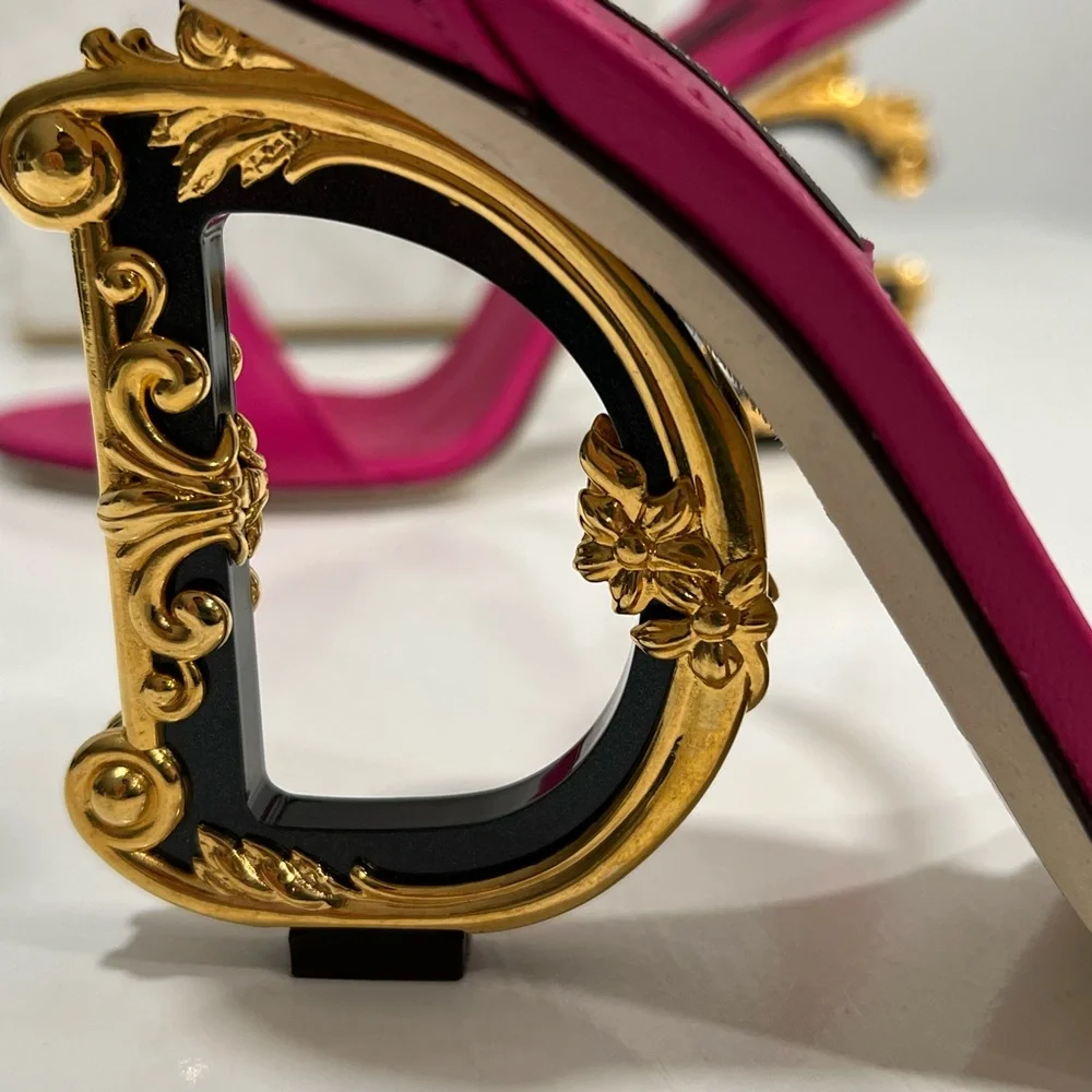 Dolce and Gabbana Nappa Sandals With Baroque DG Heeled sandals